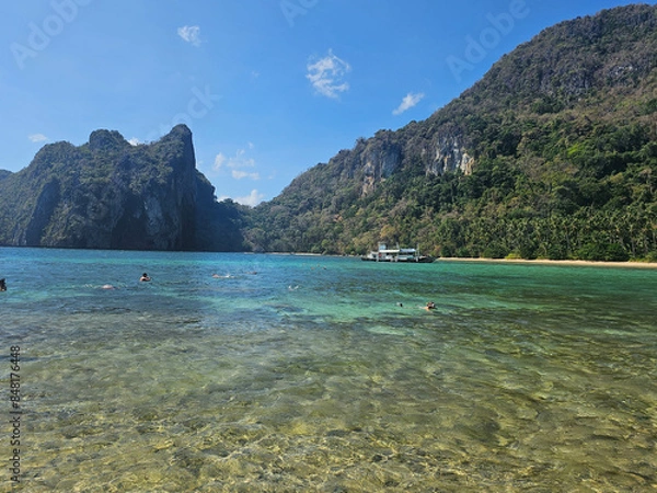 Fototapeta Clear water and beautiful landscape of lagoon located in Palawan in the Philippines