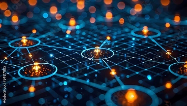 Obraz Digital Compliance Framework, A blueprint of interconnected nodes outlining a compliance framework