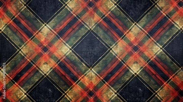 Fototapeta Develop a classic tartan plaid pattern with bold, intersecting lines and traditional colors