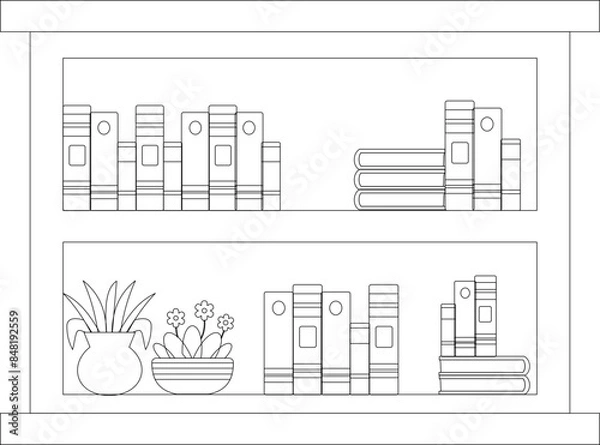 Obraz Library Wooden Book Shelf Outline