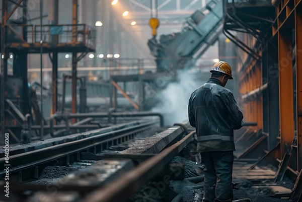 Fototapeta Various industry sectors with dedicated workers, showcasing diverse environments from factories to construction sites and technology hubs.