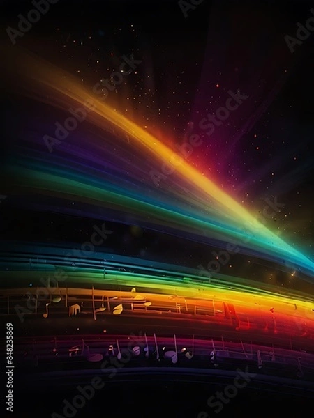 Fototapeta A symphony of colors blending harmoniously against a background of people in joy.