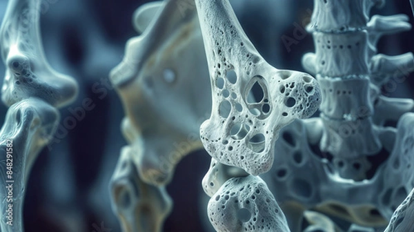 Fototapeta Close-up of bone structure depicting osteoporosis effects