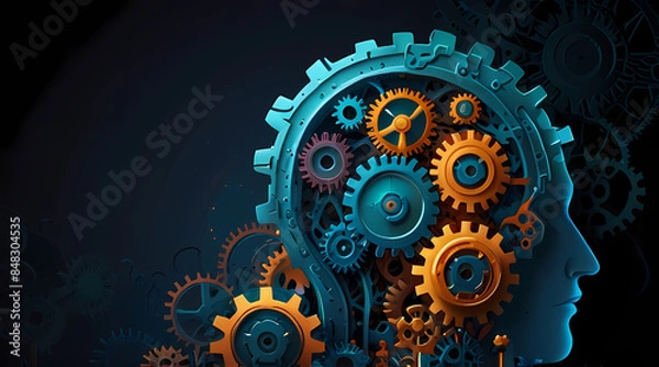 Fototapeta Background With a Pattern Theme of a Collection of Gears and Brains