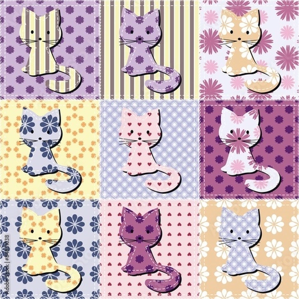 Fototapeta patchwork background with cats 