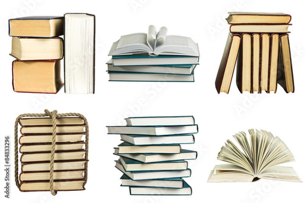 Fototapeta Set of  books isolated on white background