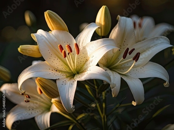 Obraz White lily in the sunset light