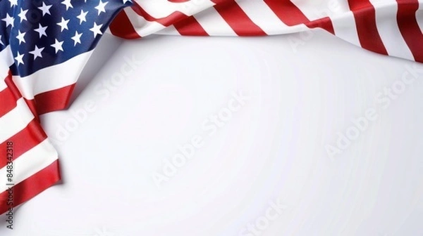 Obraz plain white background with a USA flag theme in the corner and copy space for text on the bottom