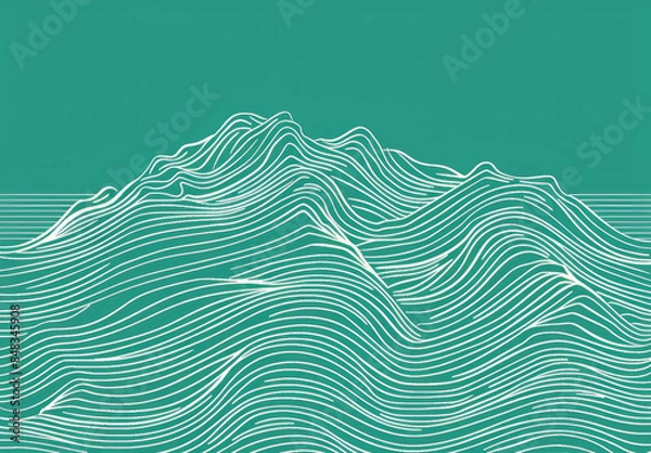 Obraz A simple line drawing of the ocean with waves. Created with Ai