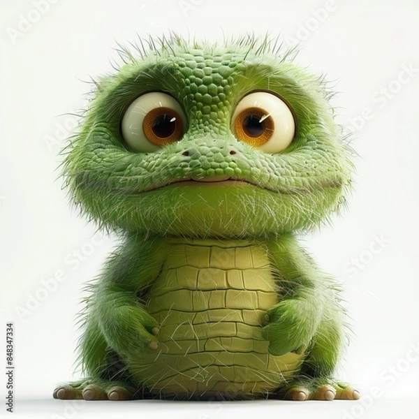 Fototapeta 
Fluffy little crocodile with big eyes