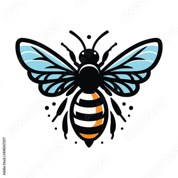Fototapeta Colorful Modern Artistic Illustration of a Honeybee vector with a white background.