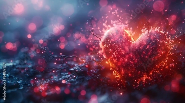Fototapeta Heart and Electrocardiogram Against a Clean, Minimalist White Background Emphasizing Cardiac Health and Medical Precision