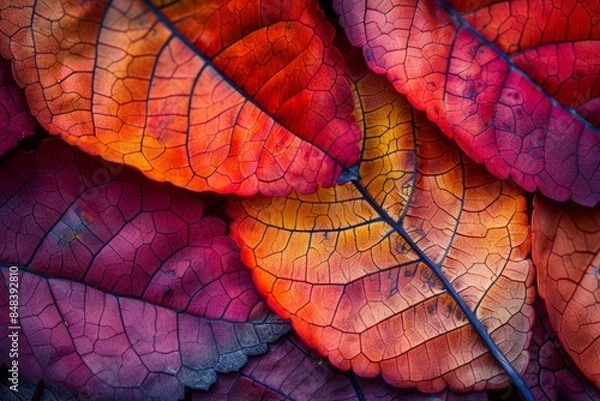 Obraz close up of autumn leaves macro