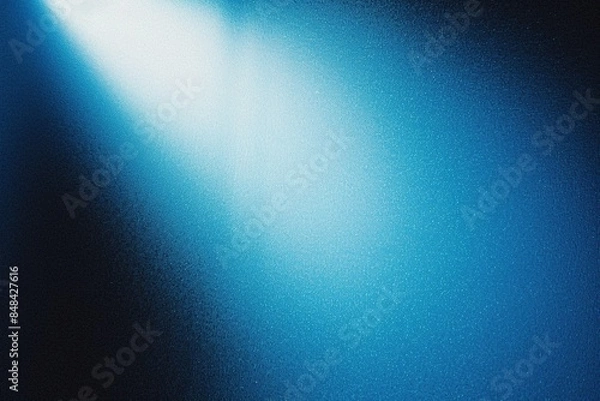 Fototapeta  Blue light beam, light on dark blue background, glowing effect, white and indigo, minimal composition, atmospheric perspective, texture, volumetric lightin
