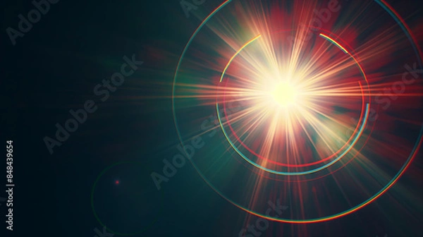 Fototapeta Lense flare overlay on black background design element