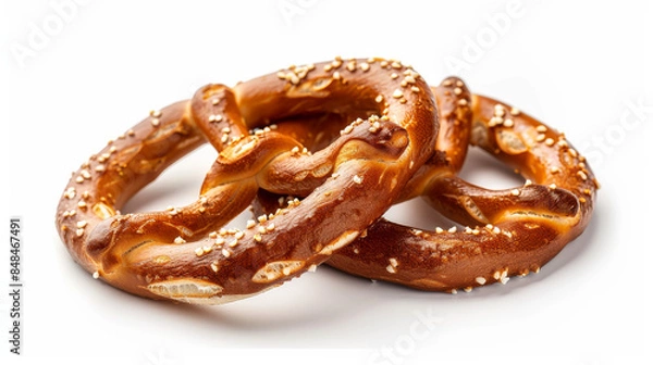Fototapeta two pretzels linked together, symbolizing partnership and collaboration. 
