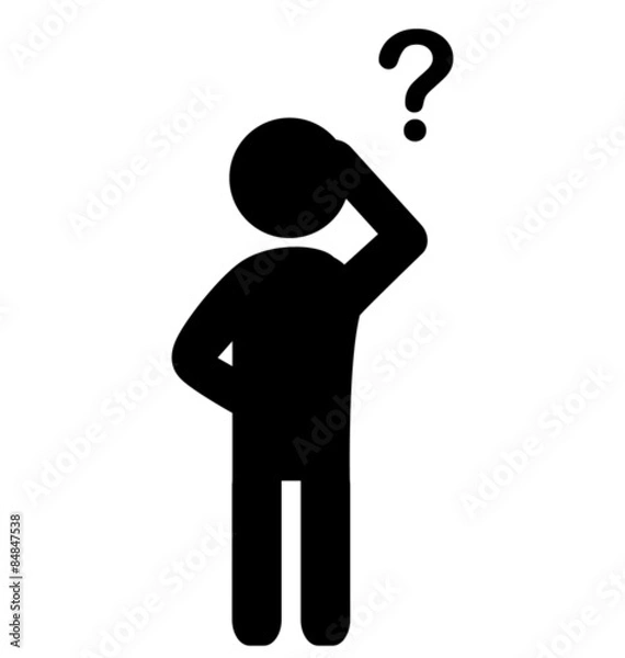 Fototapeta Man with question mark flat icon pictogram isolated on white bac