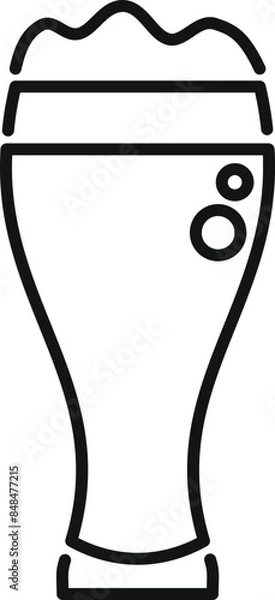 Fototapeta Simple line art icon of a tall beer glass with foam
