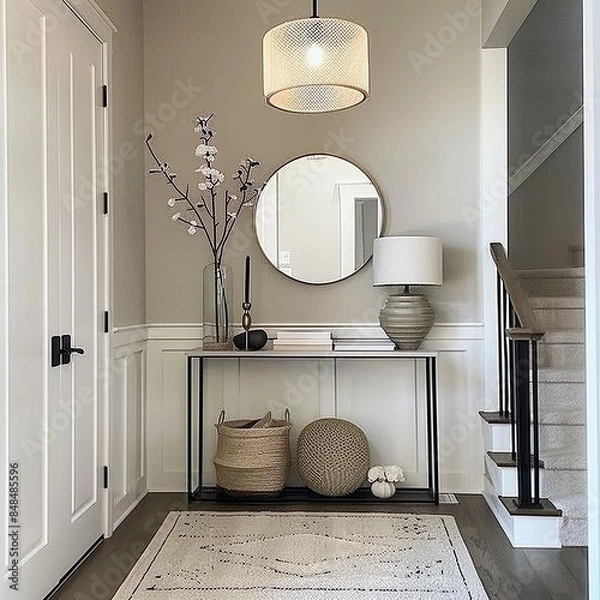 Fototapeta Modern entryway featuring a modern design. Style. New way of living. Home.