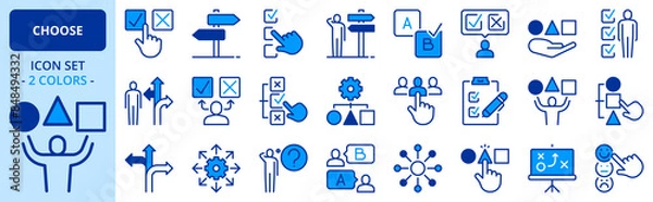 Fototapeta Icons in two colors about choose