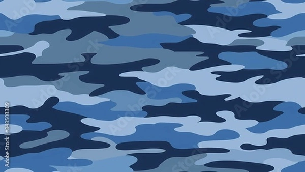 Fototapeta Simple Camouflage seamless pattern in Dark blue. Military camouflage. illustration formats 4K UHD