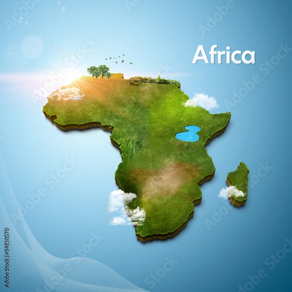 Fototapeta Realistic 3D Map of Africa