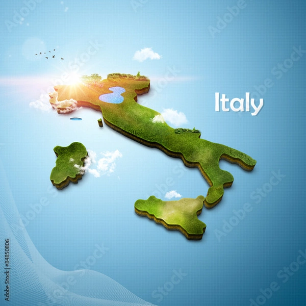 Fototapeta Realistic 3D Map of Italy