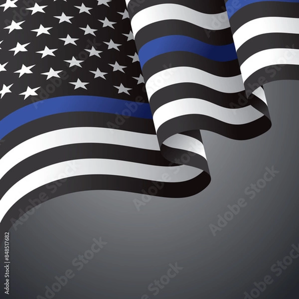 Obraz thin blue line american flag, vector graphic design