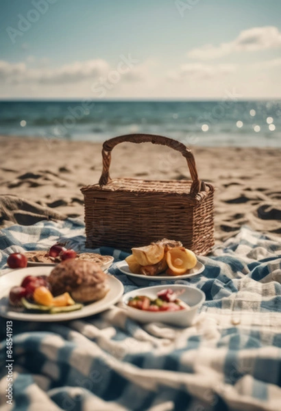 Fototapeta Outdoors Picnic on the Beach in Summertime