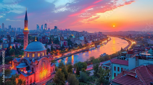 Obraz Ankara, Turkey city skyline created with Generative AI technology