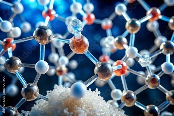 Fototapeta  Macro Shot of Sugar Crystals with Molecular Overlay