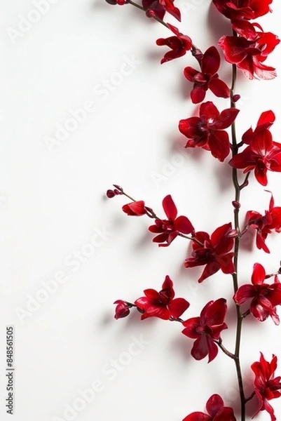 Fototapeta flower Photography, Dendrobium coccinea, copy space on right, Isolated on white Background