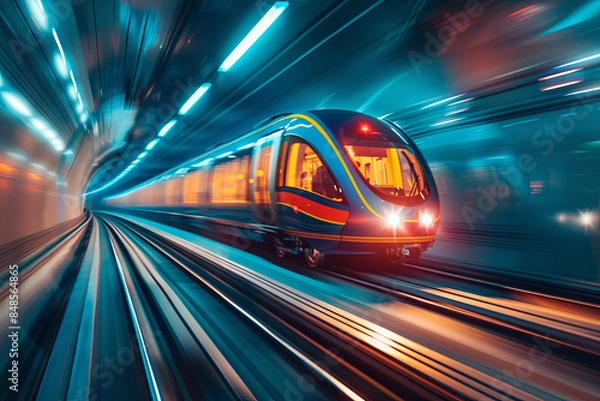 Fototapeta High-Speed Train in Motion