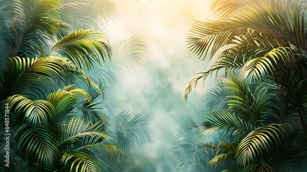 Obraz Palm Leaves Vector Watercolor