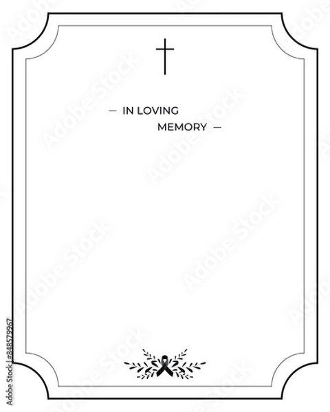 Fototapeta Funeral vector card. Empty card. Digital Funeral Announcement Invitation Template in vector Illustrator	
