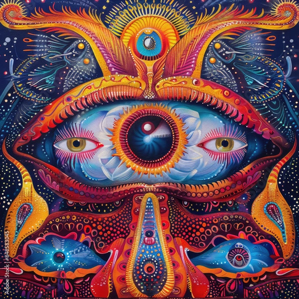 Fototapeta colorful background with hippie style eyes