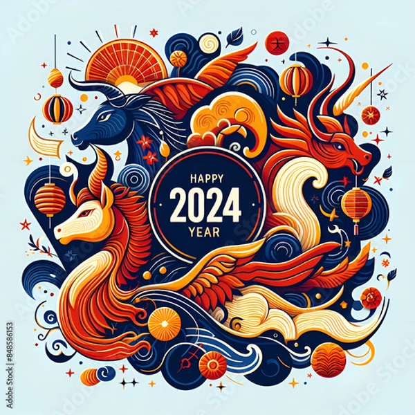 Obraz 2024 commemorative illustration.Generative AI