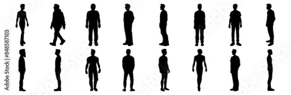 Fototapeta Man silhouettes set, pack of vector silhouette design, isolated background