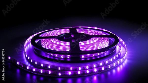 Obraz The Enchanting Ambiance: Purple LED Strip Lights for Modern Decor and Vibrant Lighting Solutions. Ideal for lighting product promotions, modern decor inspirations, marketing materials