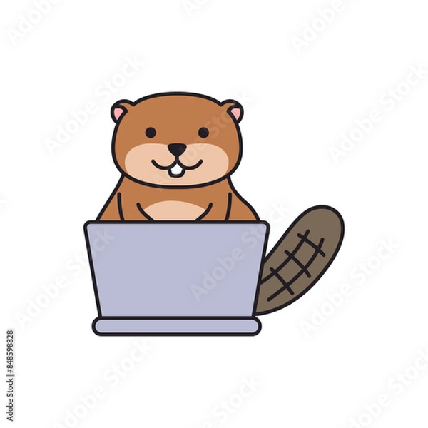 Fototapeta Cute beaver illustration
