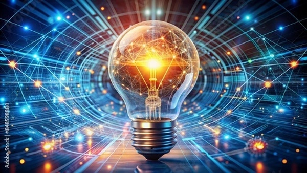 Fototapeta ðŸ’¡ðŸ’¡ðŸ’¡LightðŸ’¡ðŸ’¡ðŸ’¡BulbðŸ’¡ðŸ’¡ðŸ’¡WithðŸ’¡ðŸ’¡ðŸ’¡ GlowingðŸ’¡ðŸ’¡ðŸ’¡ FilamentðŸ’¡ðŸ’¡ðŸ’¡ AndðŸ’¡ðŸ’¡ðŸ’¡ Binary CodeðŸ’¡ðŸ’¡ðŸ’¡OnðŸ’¡ðŸ’¡ðŸ’¡TechnologyðŸ’¡ðŸ’¡ðŸ’¡BackgroundðŸ’¡ðŸ’¡ðŸ’¡