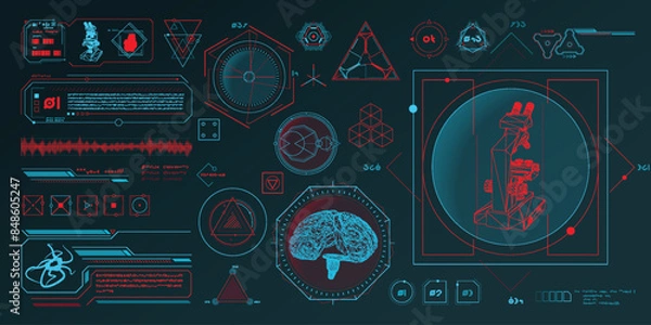 Fototapeta Vector data elements for sci-fi interface infographics.