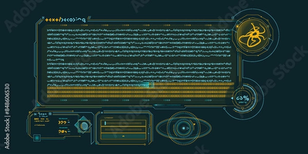 Fototapeta Scientific research data processing interface.