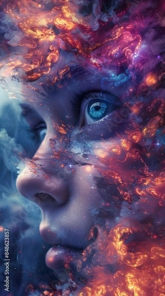 Fototapeta Transcendent Beings Surveying the Tapestry of Existence from a Celestial Vantage Point