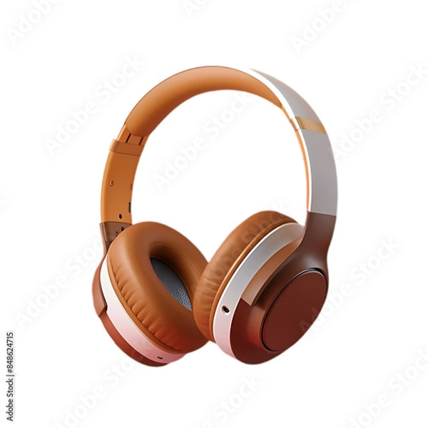 Fototapeta Modern headphone isolated on a transparent background by AI generative.