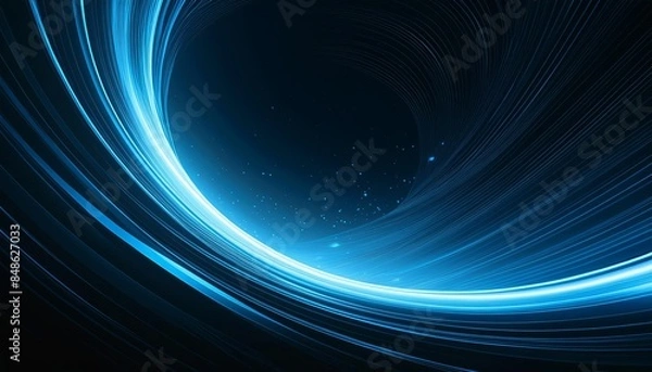 Obraz Abstract Blue Background with Swirling Lines and Futuristic Design with copy spave