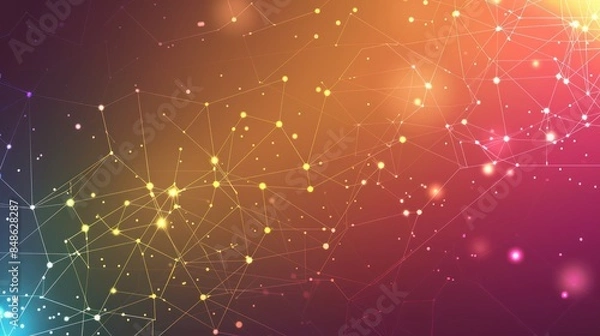 Fototapeta Abstract Digital Network with Glowing Points and Lines