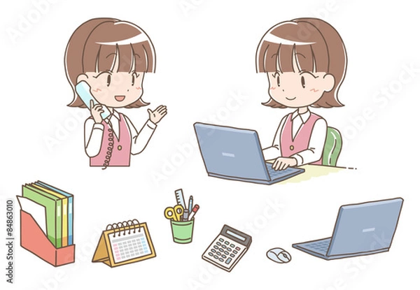 Obraz オフィス事務員・女〈文具セット付〉