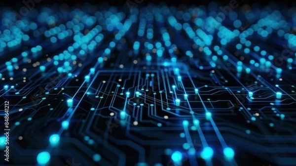 Fototapeta Electronic circuit board. Technology Concept ,Microchip CPU Processor Circuit Board. Digital Line