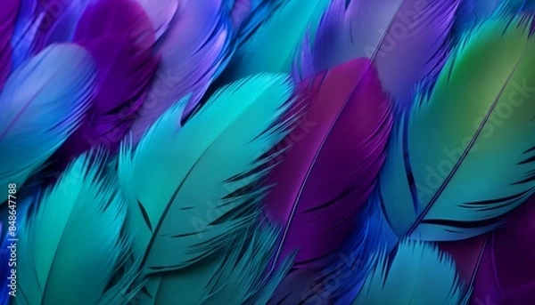 Fototapeta blue and green purple macaw feathers